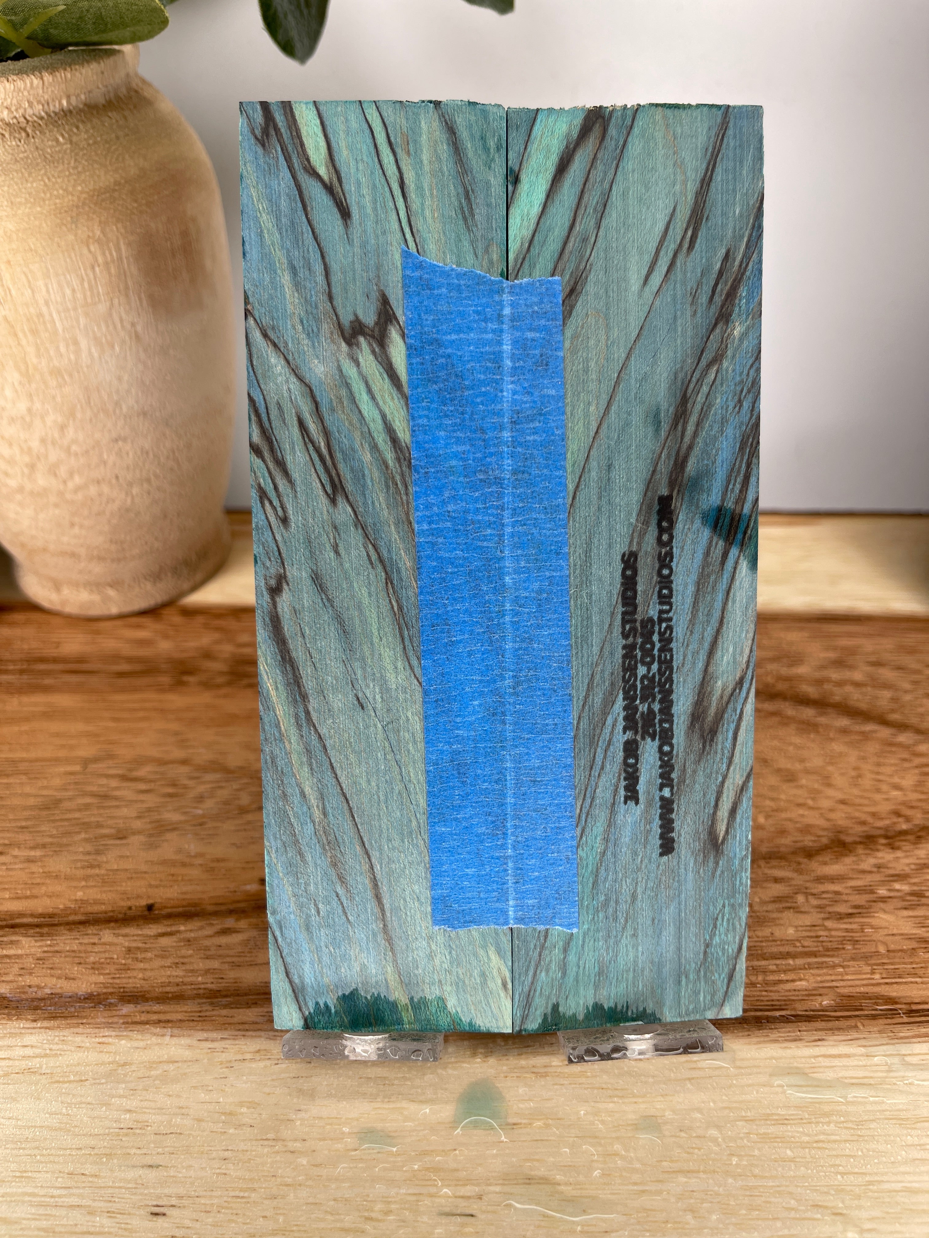 KS-460: Knife Scales  -  Blue Green Dye Stabilized Spalted Maple Wood Knife Scales - Jakob Janssen Studios