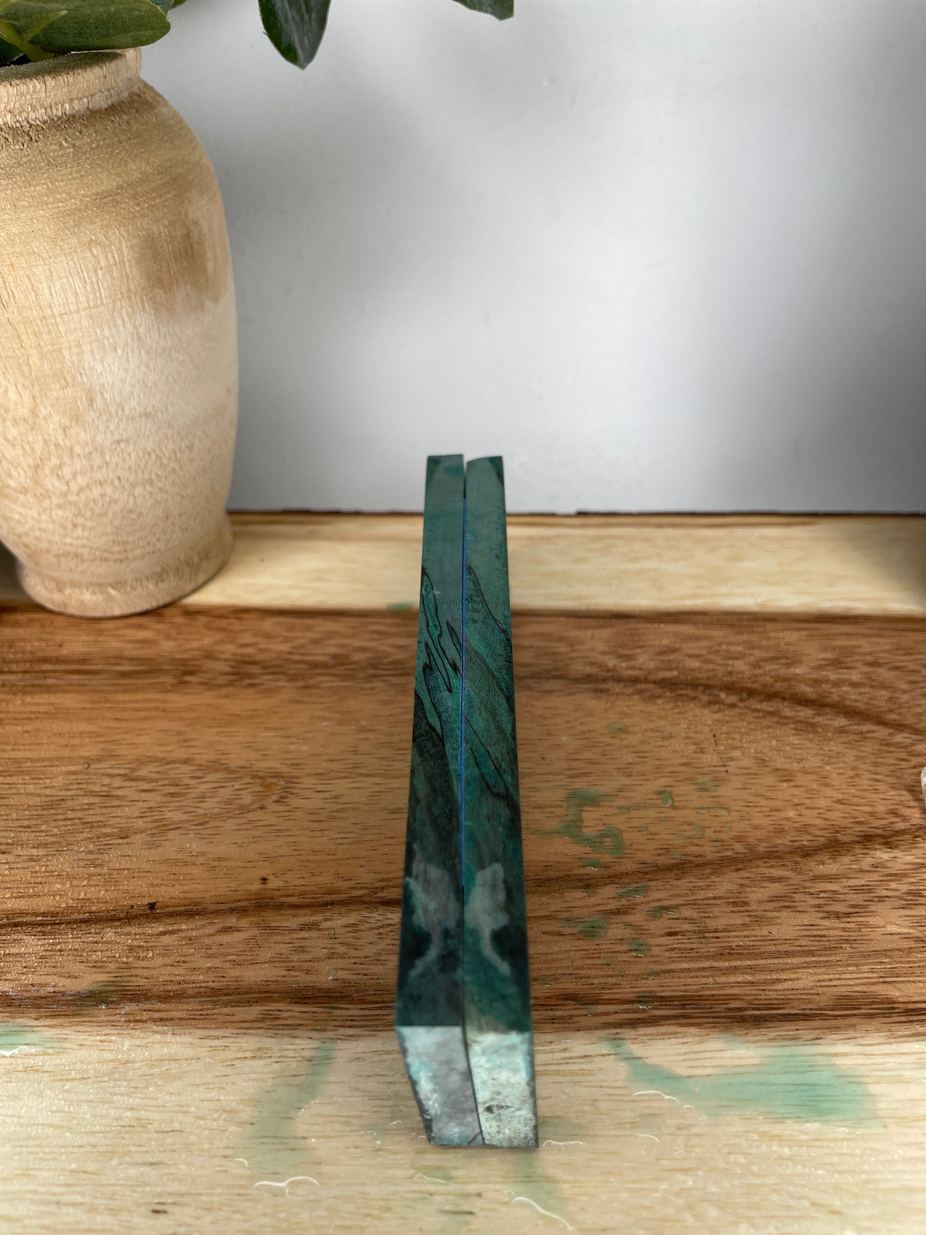 KS-462: Knife Scales  -  Green Black Dye Stabilized Spalted Maple Wood Knife Scales - Jakob Janssen Studios