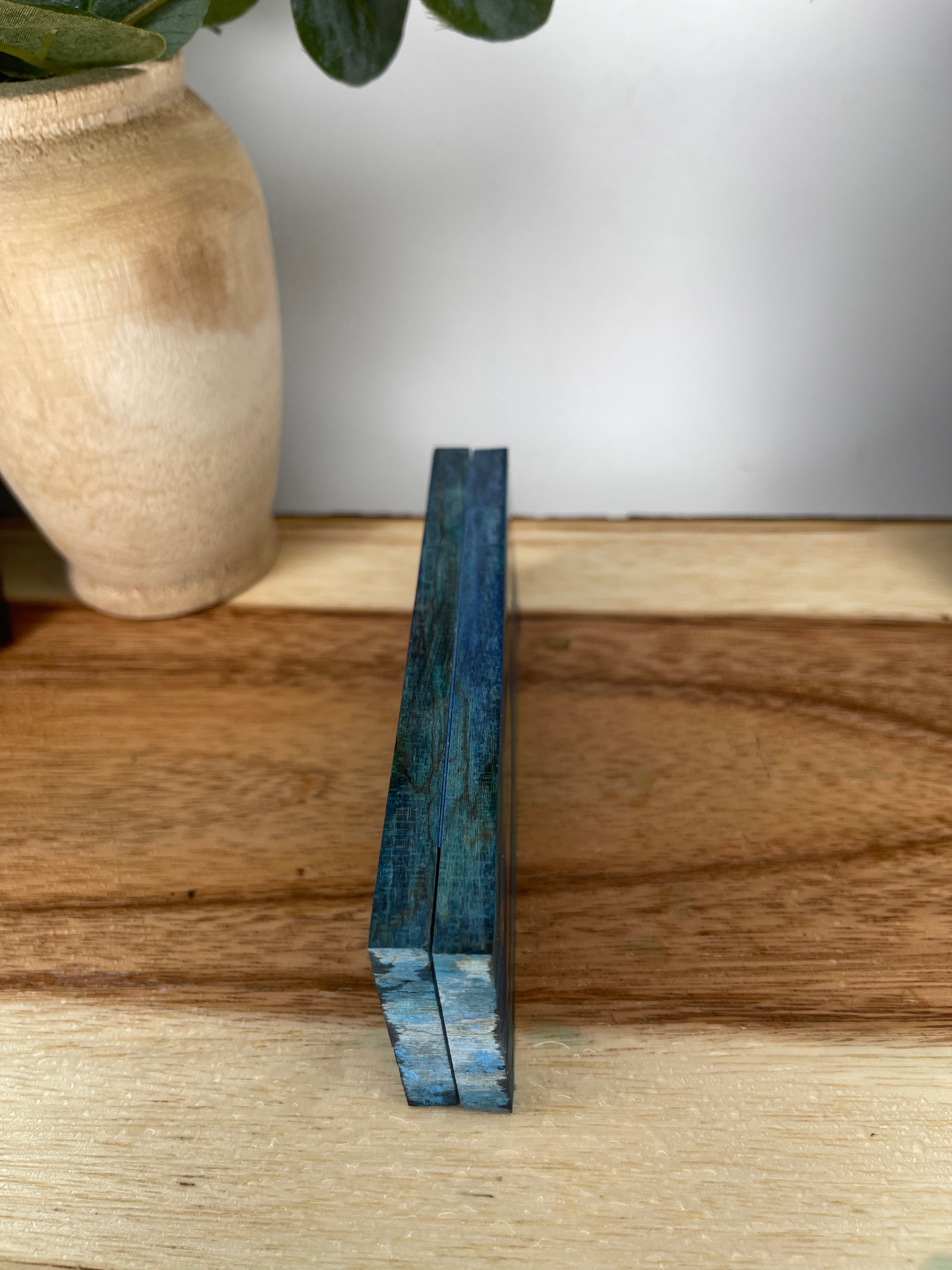 KS-487: Knife Scales  -  Blue Green Dye Stabilized Spalted Maple Wood Knife Scales - Jakob Janssen Studios