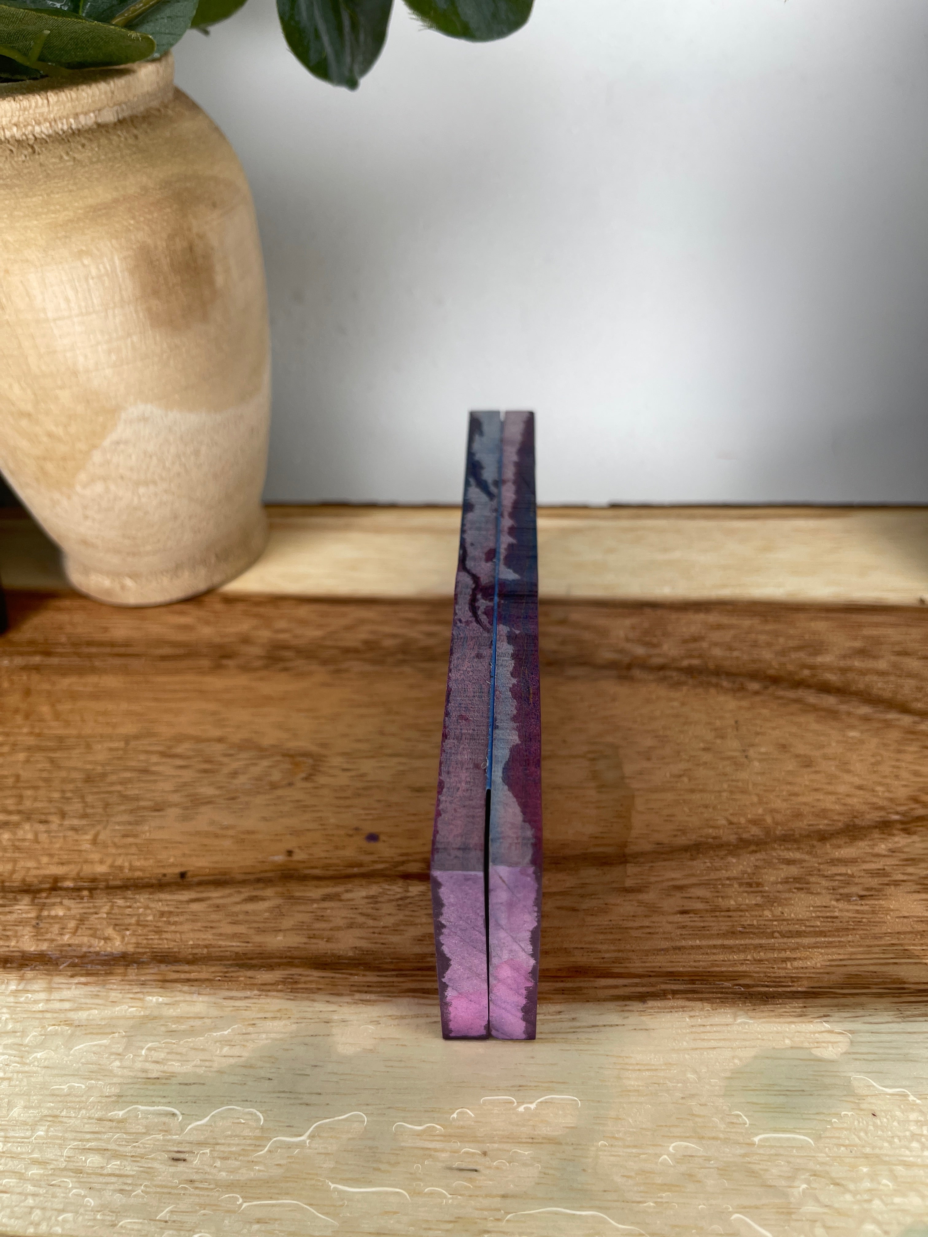 KS-493: Knife Scales  -  Purple Pink Dye Stabilized Curly Maple Wood Knife Scales - Jakob Janssen Studios