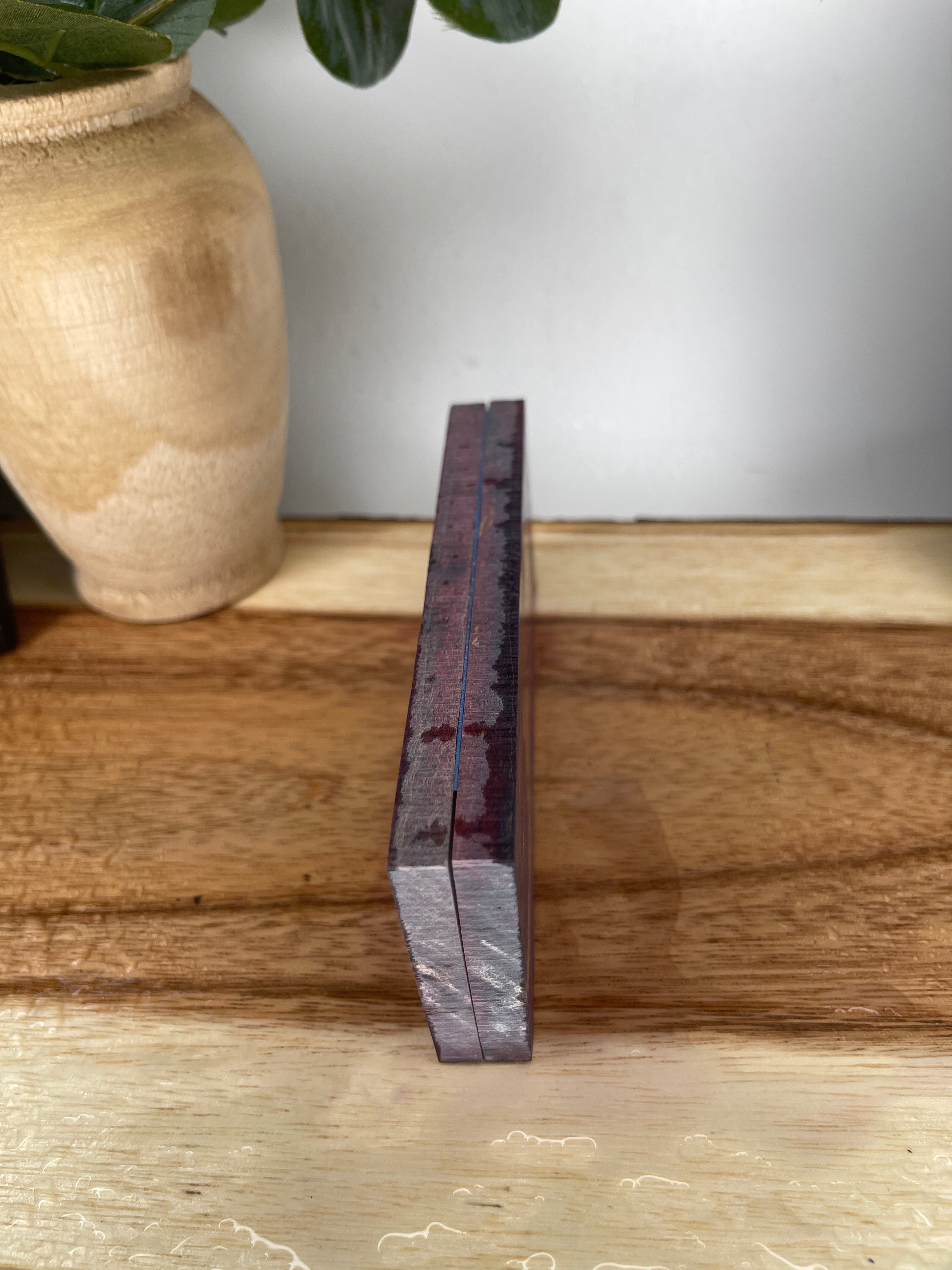 KS-495: Knife Scales  -  Blue Purple Pink Dye Stabilized Curly Maple Wood Knife Scales - Jakob Janssen Studios