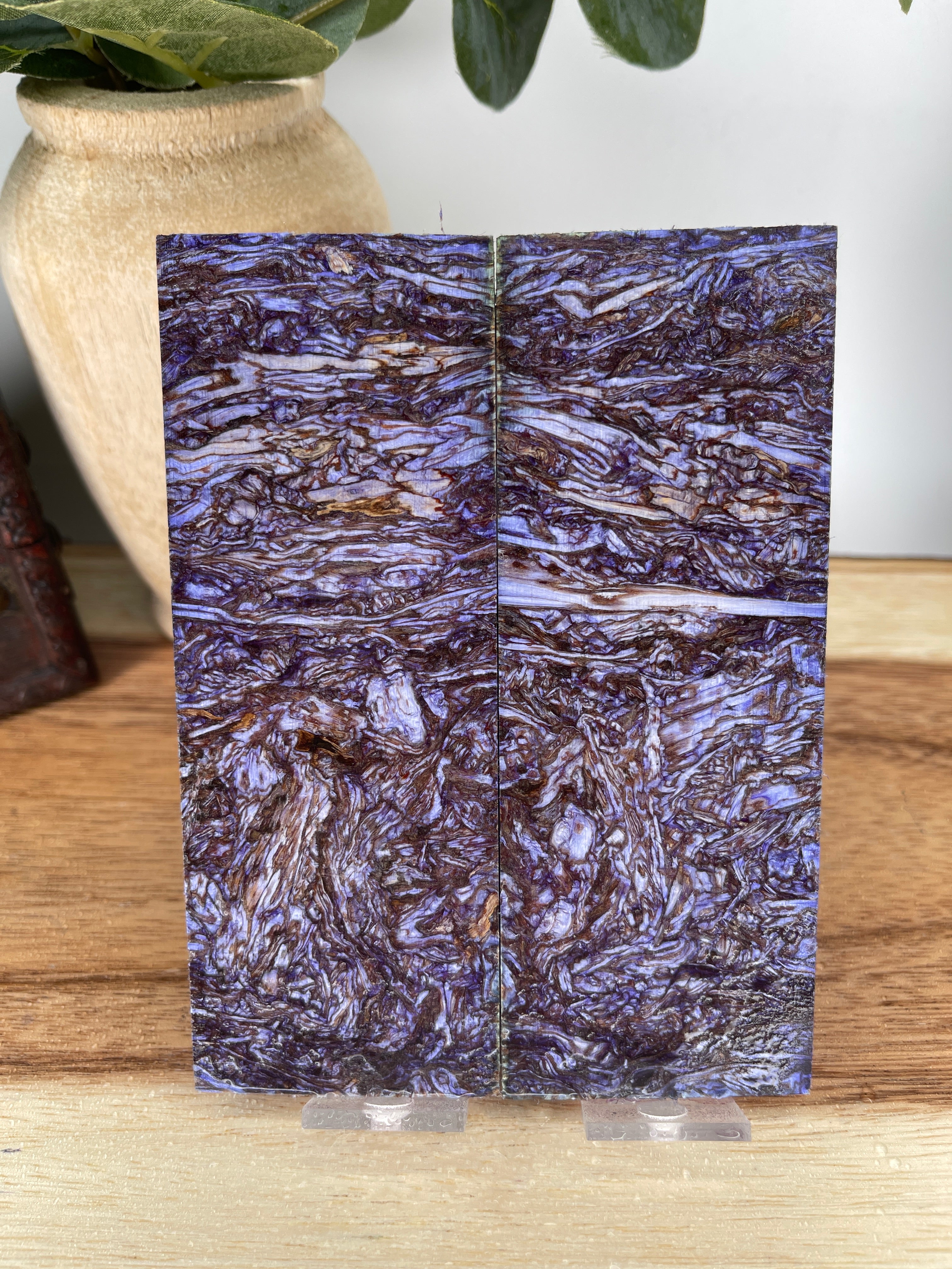 KS-496: Knife Scales  -  Purple Dye Stabilized Hempwood Knife Scales - Jakob Janssen Studios