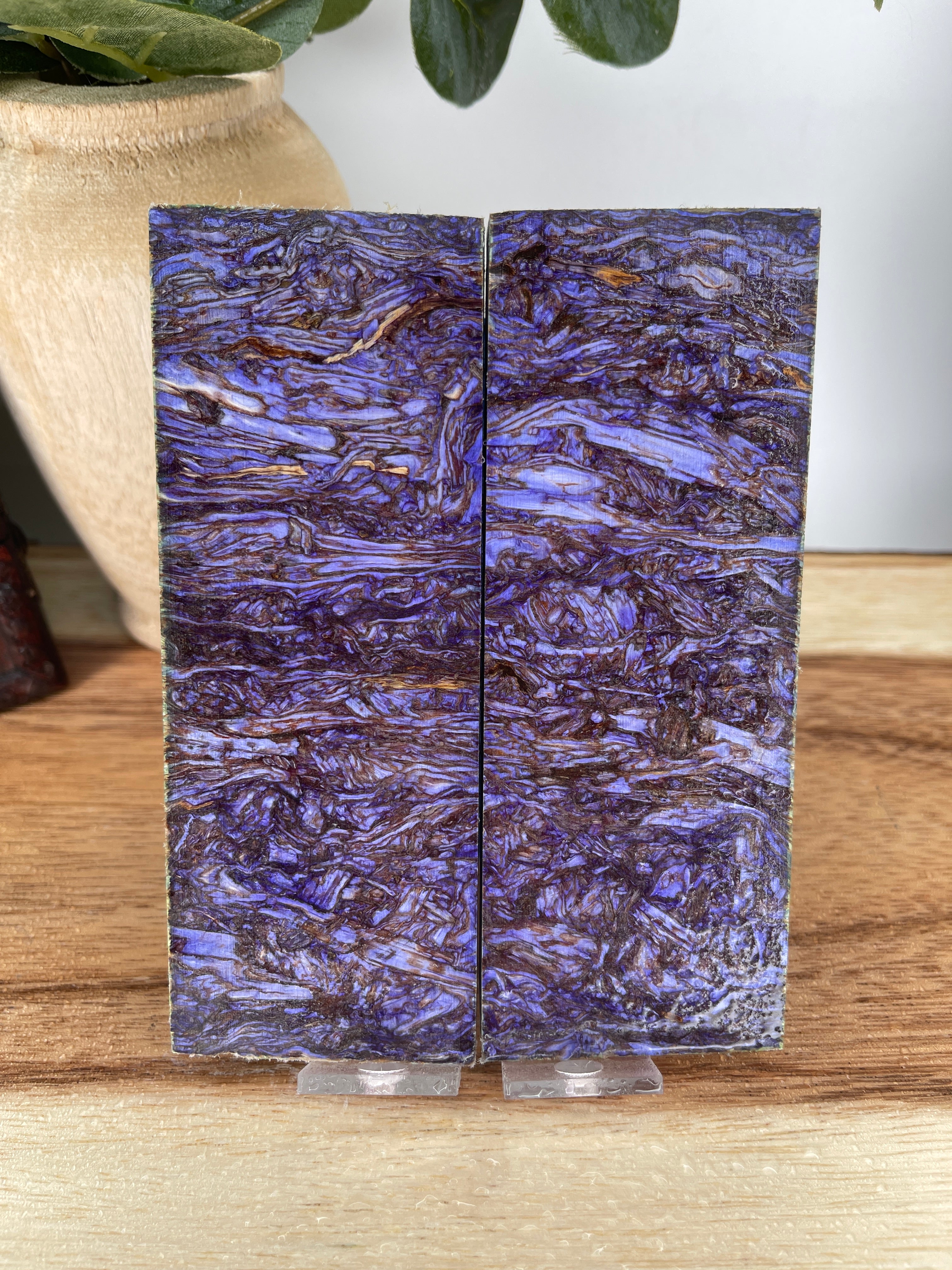 KS-497: Knife Scales  -  Purple Dye Stabilized Hempwood Knife Scales - Jakob Janssen Studios