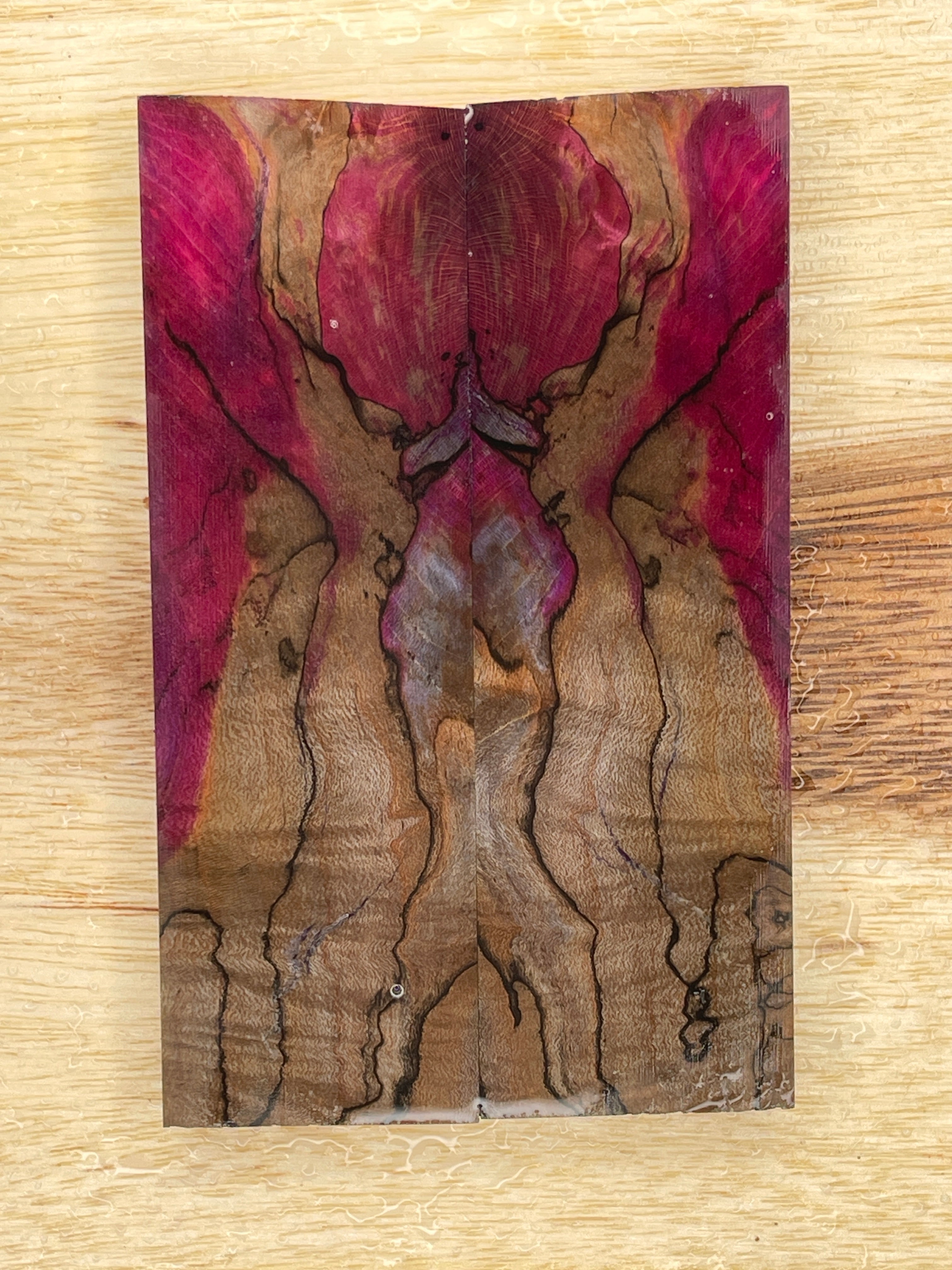 KS-003: Knife Scales - Brown Pink Dye Stabilized Spalted Maple - Jakob Janssen Studios