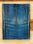 KS-044: Knife Scales - Blue Dye Stabilized Curly Maple