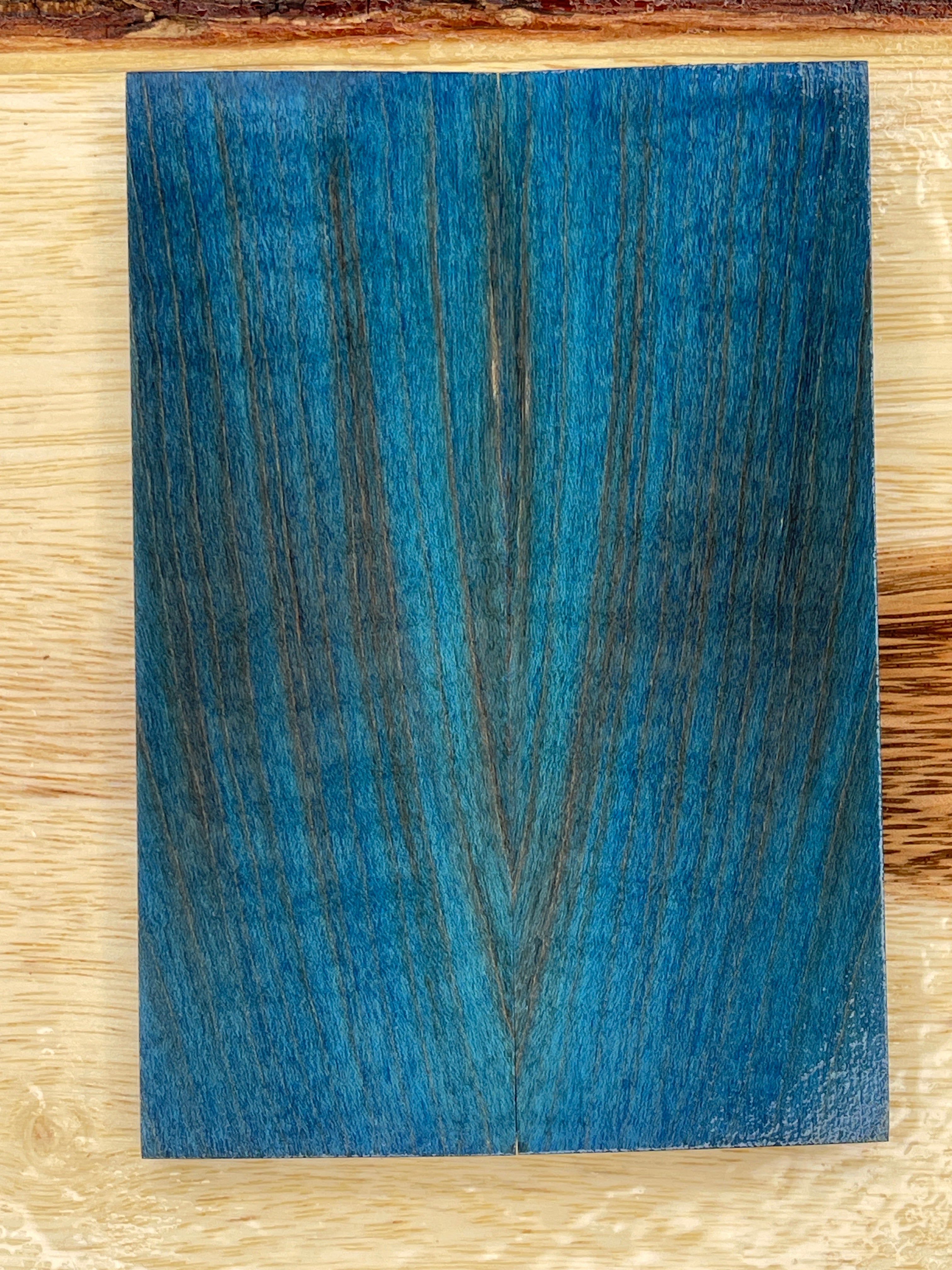 KS-045: Knife Scales - Blue Dye Stabilized Curly Maple