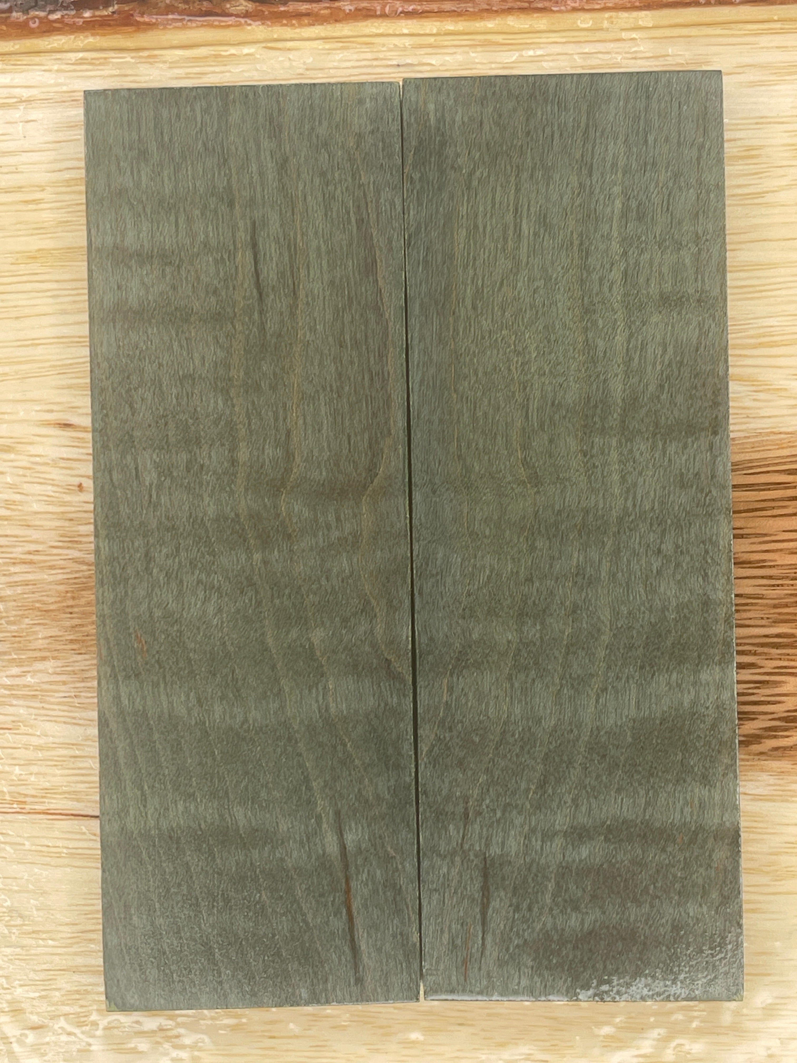 KS-130: Knife Scales - Green Dye Stabilized Curly Maple - Jakob Janssen Studios