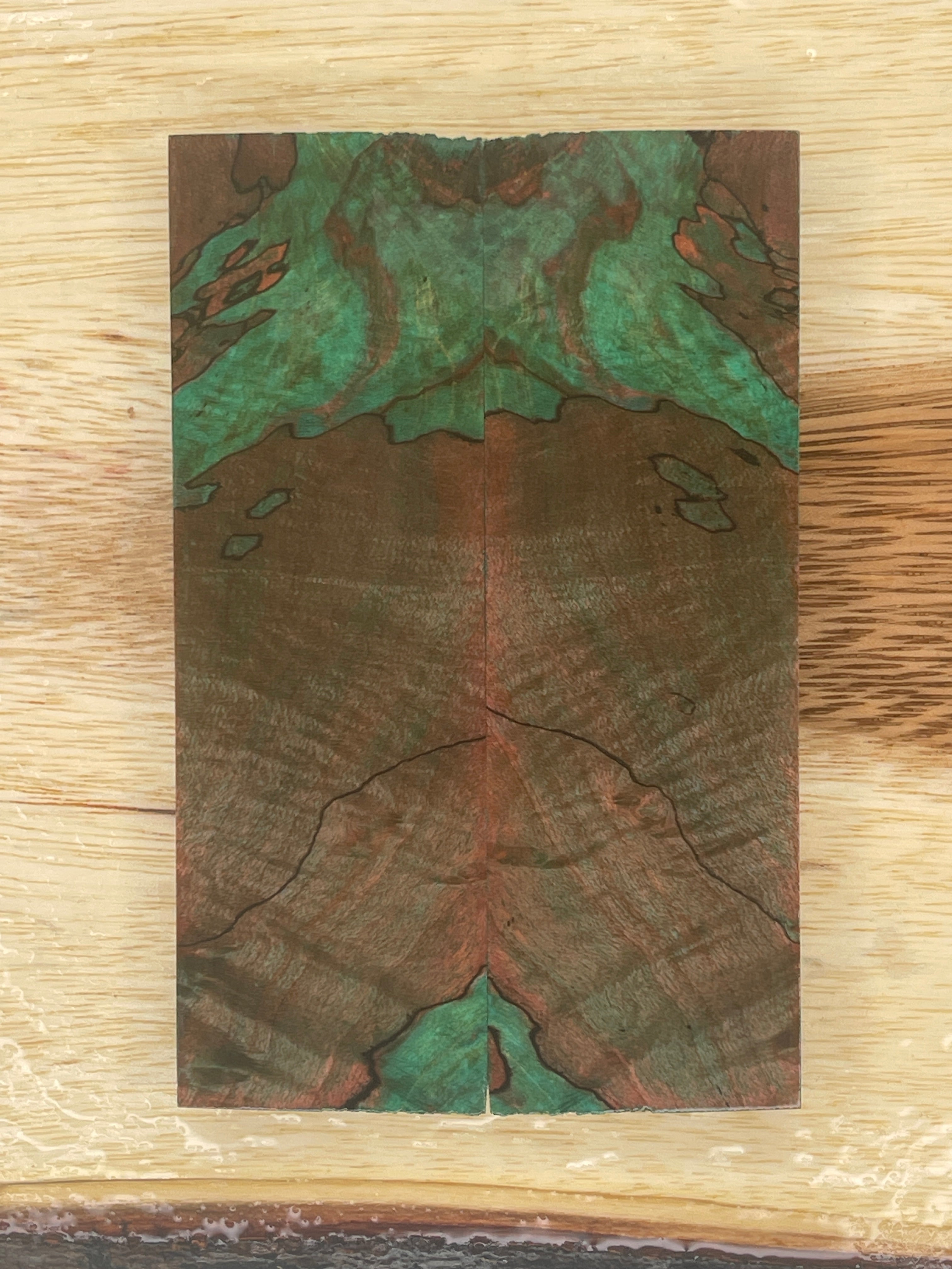 KS-154: Knife Scales - Pink Green Dye Stabilized Spalted Maple - Jakob Janssen Studios