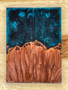 KS-168: Knife Scales - Hybrid Black Blue Resin Pink Dye Stabilized Maple Burl - Jakob Janssen Studios