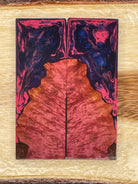 KS-179: Knife Scales - Hybrid Pink Blue Resin Pink Dye Stabilized Maple Burl - Jakob Janssen Studios