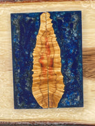 KS-205: Knife Scales - Hybrid Blue Resin Natural Stabilized Flame Box Elder Burl - Jakob Janssen Studios