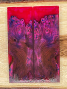 KS-225: Knife Scales - Hybrid Pink Resin Pink Blue Dye Stabilized Buckeye Burl - Jakob Janssen Studios