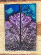 KS-227: Knife Scales - Hybrid Blue Resin Purple Dye Stabilized Buckeye Burl - Jakob Janssen Studios