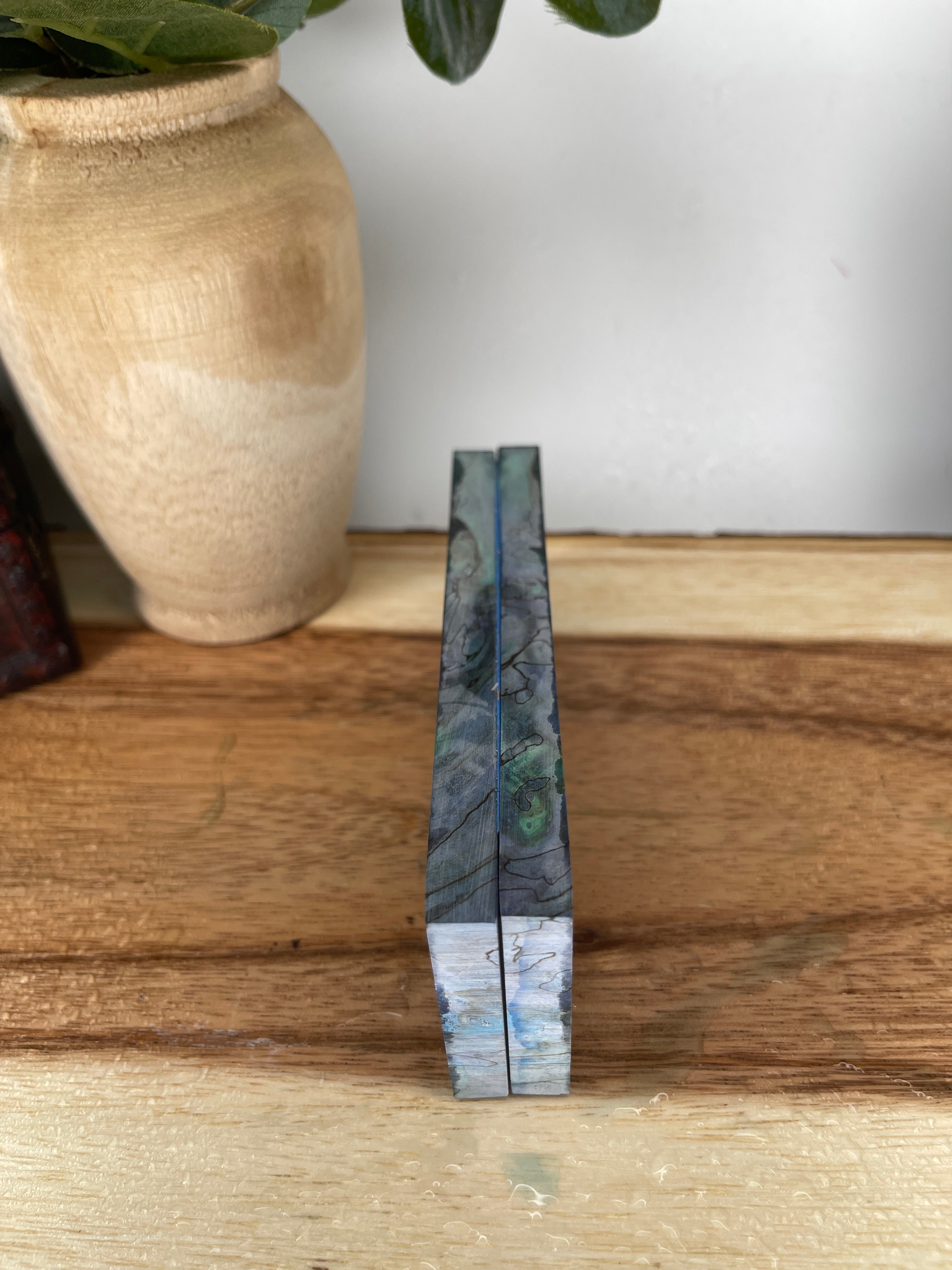 KS-475: Knife Scales  -  Green Purple Dye Stabilized Spalted Maple Wood Knife Scales - Jakob Janssen Studios