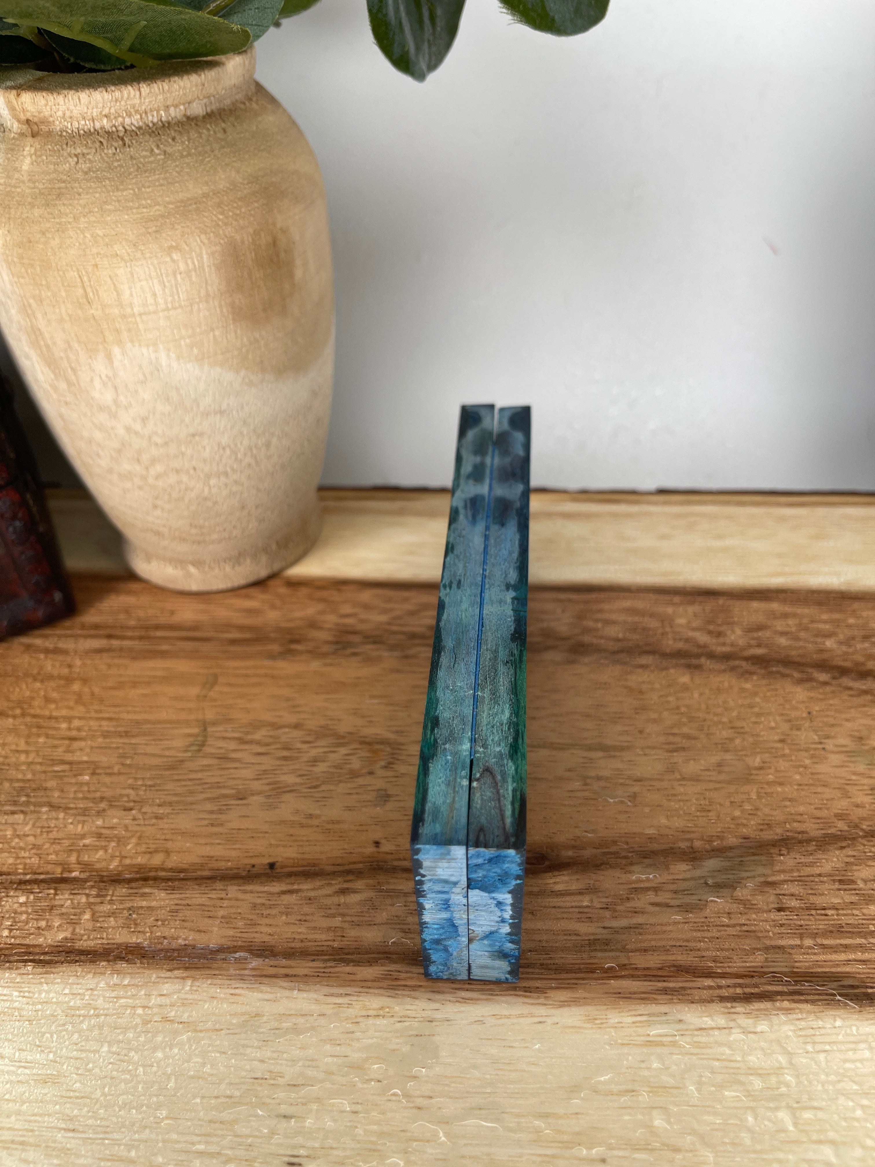 KS-476: Knife Scales  -  Blue Green Dye Stabilized Spalted Maple Wood Knife Scales - Jakob Janssen Studios