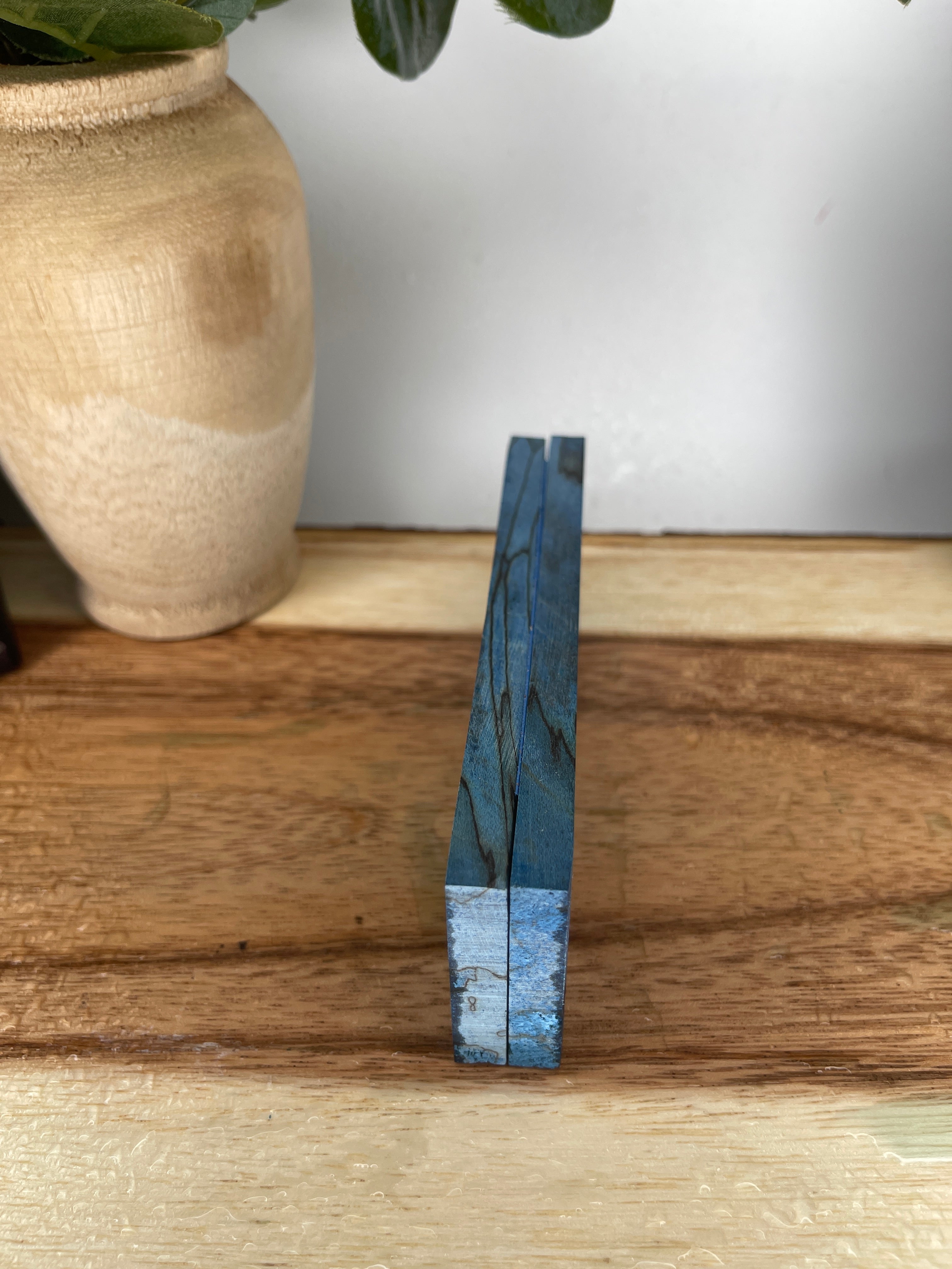 KS-478: Knife Scales  -  Blue Dye Stabilized Spalted Maple Wood Knife Scales - Jakob Janssen Studios