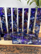 PBBrick-003: Purple Blue Silver Mini Pine Cones Hybrid Pen Blank Diamond Painting Alumilite Resin Casting