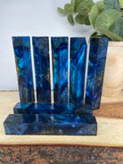 PBBrick-019: Blue Gold with Blue Dyed Maple Burl Hybrid Pen Blank Diamond Painting Alumilite Resin Casting