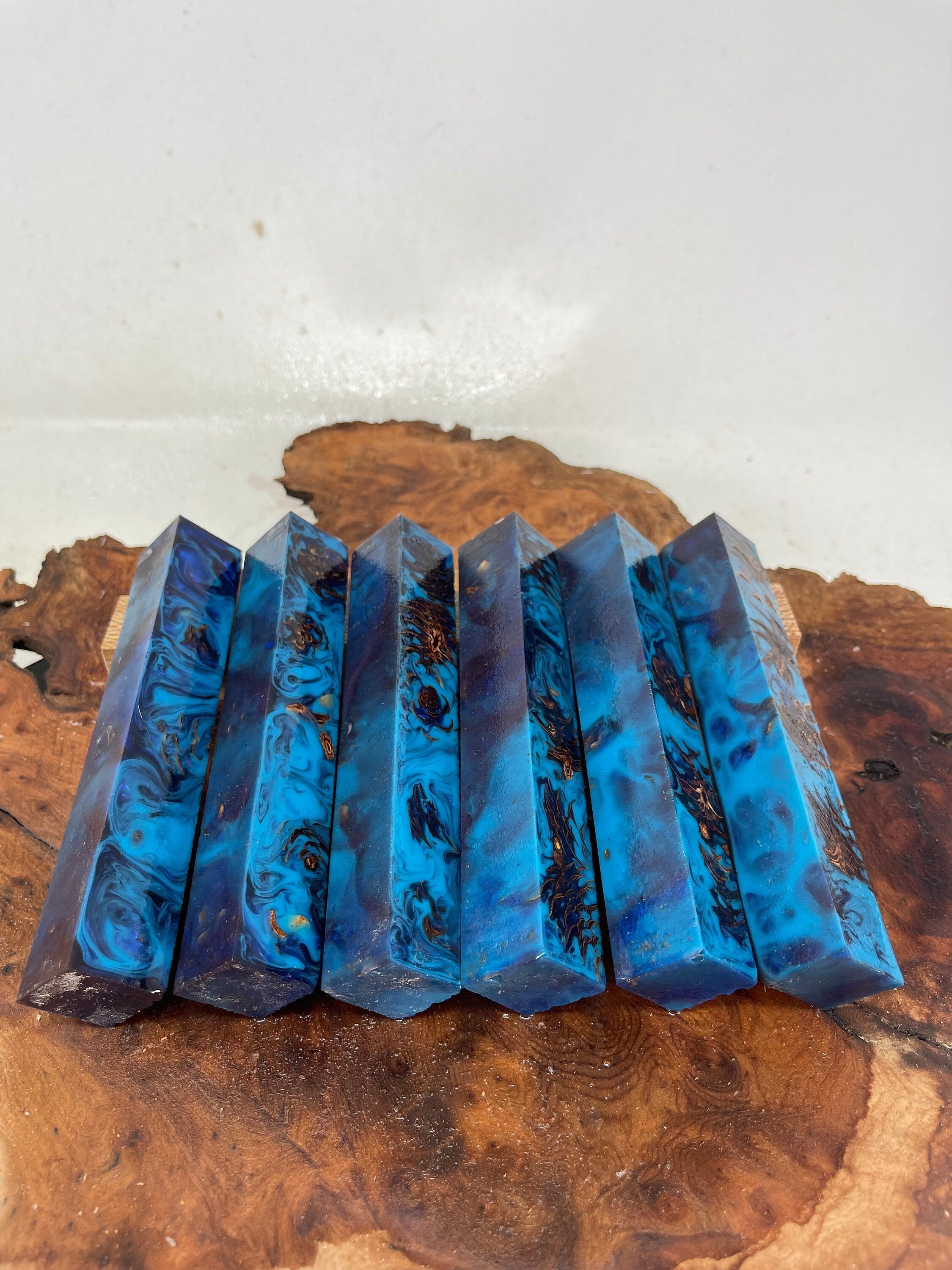 PBBrick-065: Pen Blanks - Blue Purple Stabilized Mini Pine Cone Hybrid   Alumilite Resin Casting - Jakob Janssen Studios