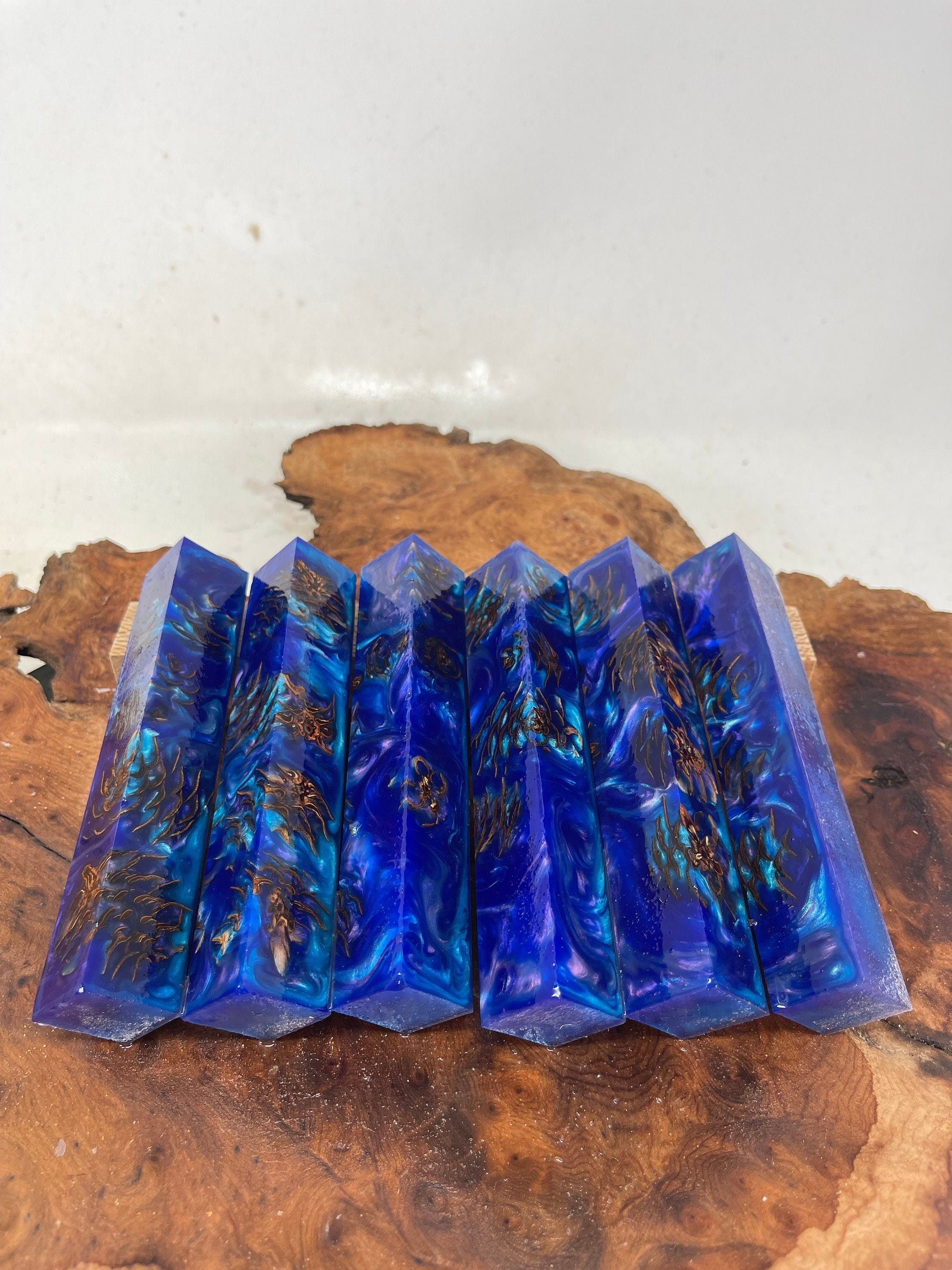 PBBrick-041: Pen Blanks - Blue Purple Stabilized Mini Pine Cone Hybrid   Alumilite Resin Casting - Jakob Janssen Studios