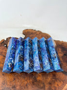 PBBrick-096: Pen Blanks - Blue, Purple, Silver Stabilized Mini Pine Cone Hybrid   Alumilite Resin Casting - Jakob Janssen Studios