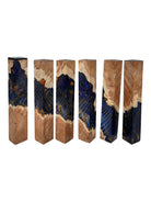 PBBrick-037: Pen Blanks - Blue and Orange Brown Malle Burl Hybrid   Alumilite Resin Casting - Jakob Janssen Studios