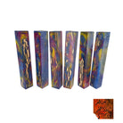 PBBrick-062: Pen Blanks - Blue Pink Yellow Stabilized Cholla Catctus Skeleton Hybrid   Alumilite Resin Casting - Jakob Janssen Studios