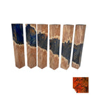 PBBrick-052: Pen Blanks - Blue and Orange Brown Malle Burl Hybrid   Alumilite Resin Casting - Jakob Janssen Studios