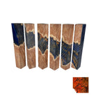 PBBrick-052: Pen Blanks - Blue and Orange Brown Malle Burl Hybrid   Alumilite Resin Casting - Jakob Janssen Studios