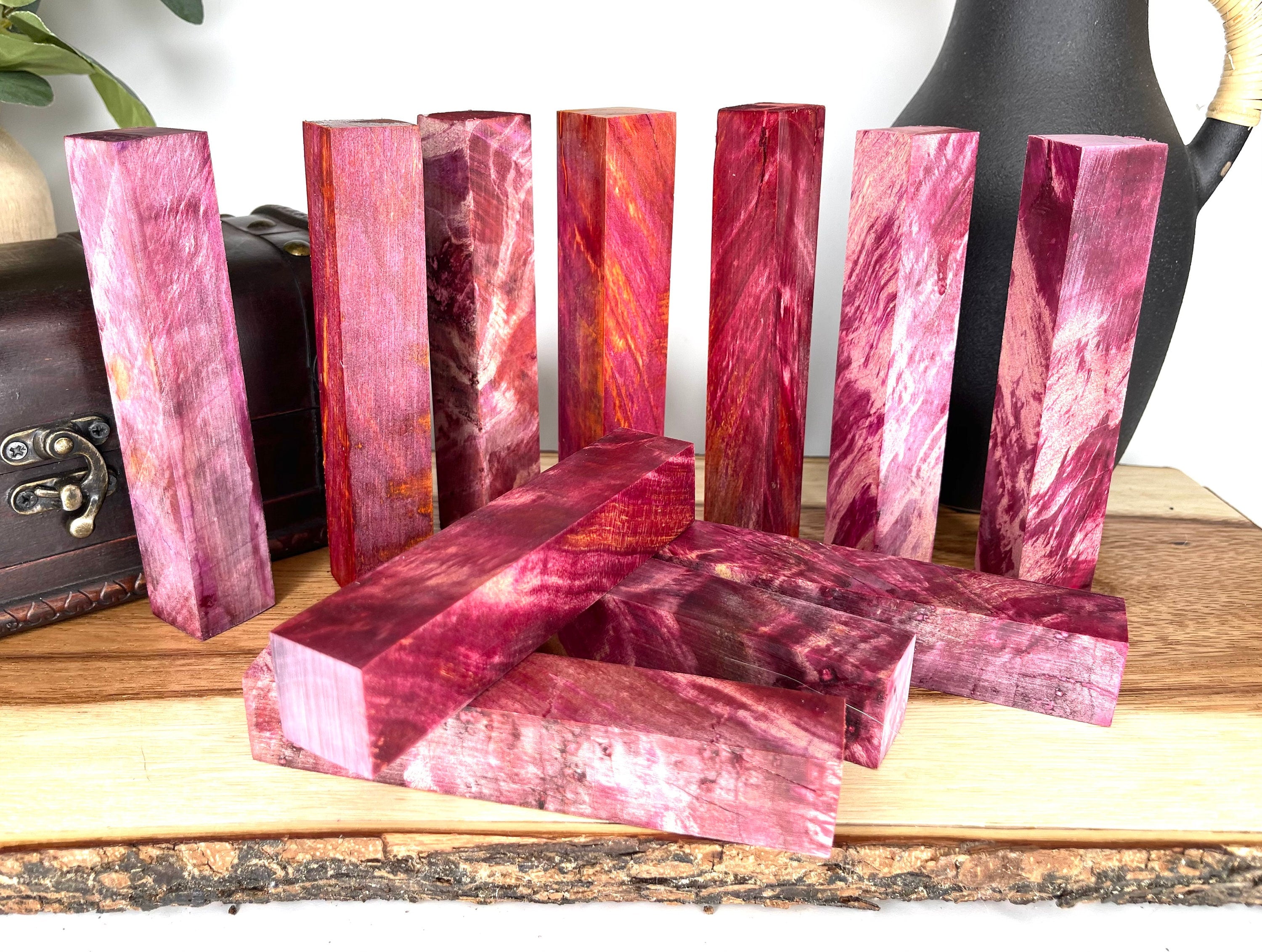 PenBlank-BEBRW: Pen Blanks - Red Wine with hints of Orange Dye Stabilized Box Elder Burl Stablized - Jakob Janssen Studios