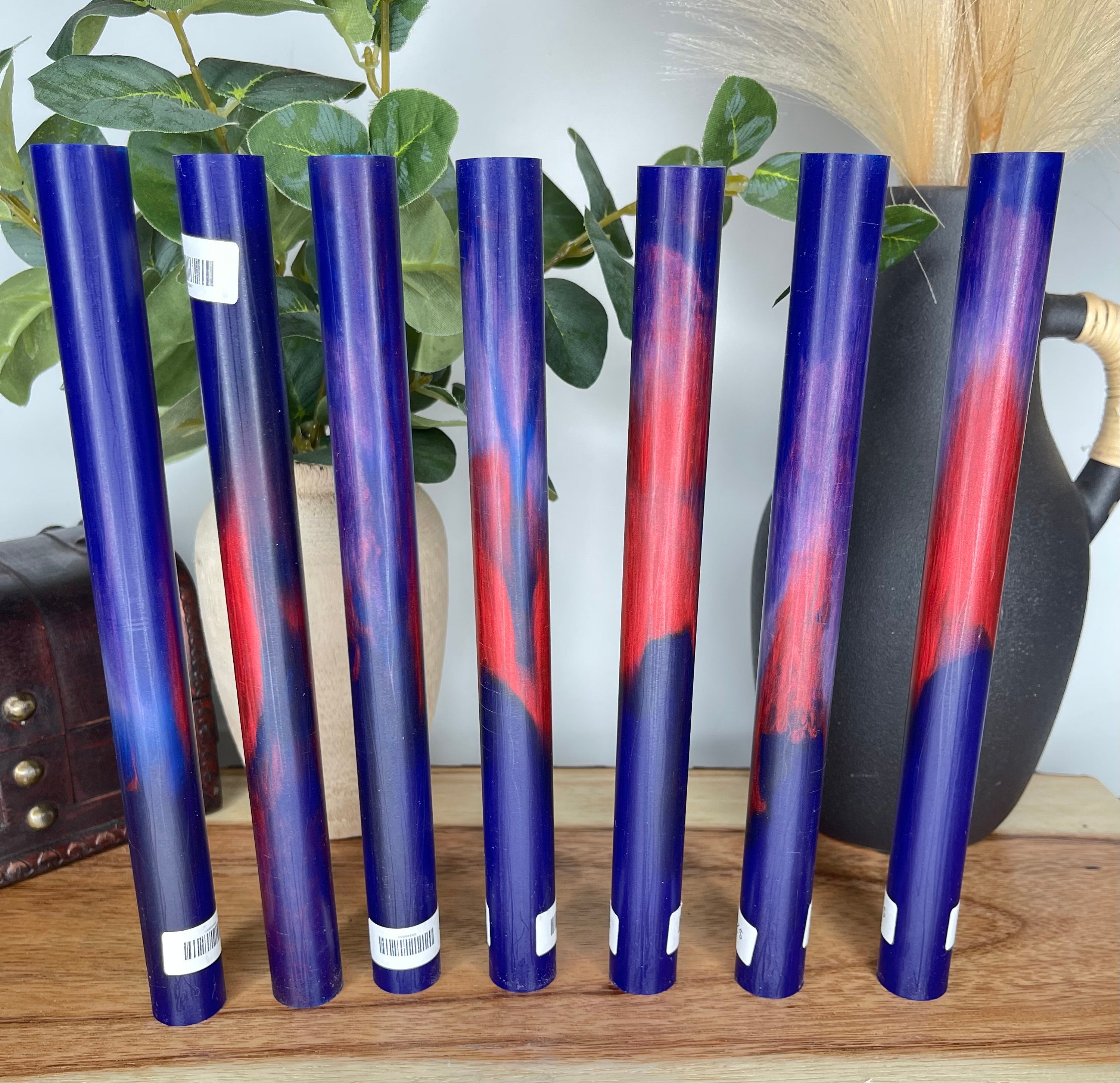 BLong-003: Pen Blanks - Purples Red Round Bespoke   Alumilite Resin Casting - Jakob Janssen Studios