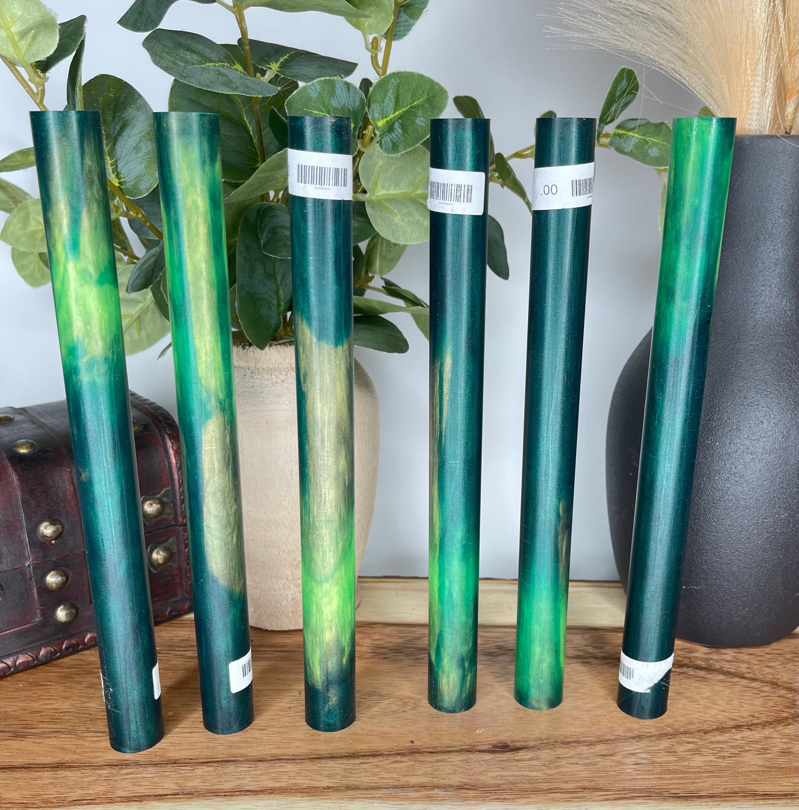 BLong-004: Pen Blanks - Greens Round Bespoke   Alumilite Resin Casting - Jakob Janssen Studios