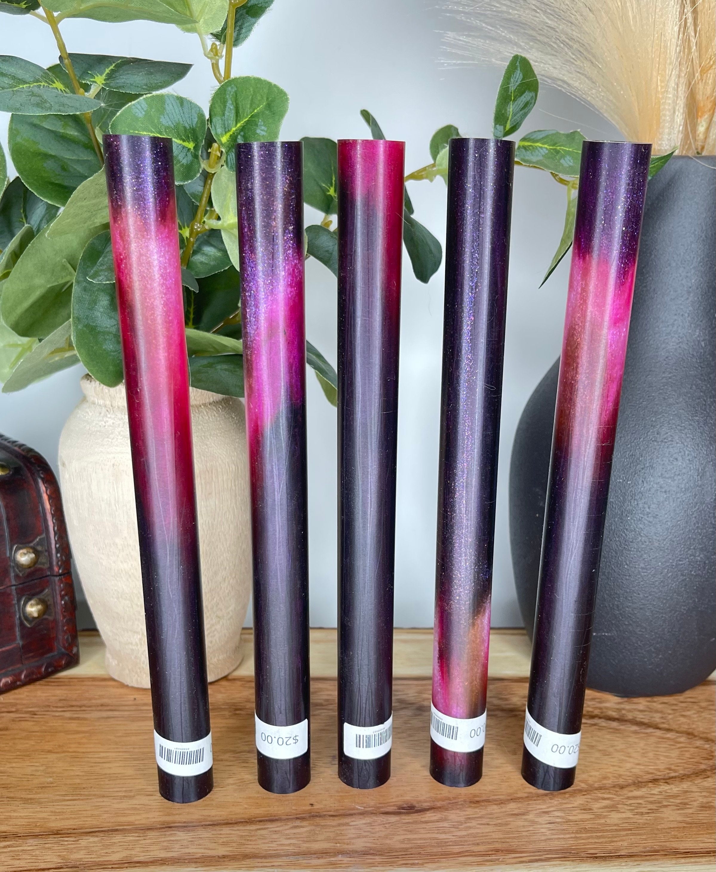 BLong-002: Pen Blanks - Purple Pink Sparkles Round Bespoke   Alumilite Resin Casting - Jakob Janssen Studios