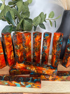 PBBrick-007: Orange Blue Stabilized Acorn Caps Hybrid Pen Blank Alumilite Resin Casting - Jakob Janssen Studios