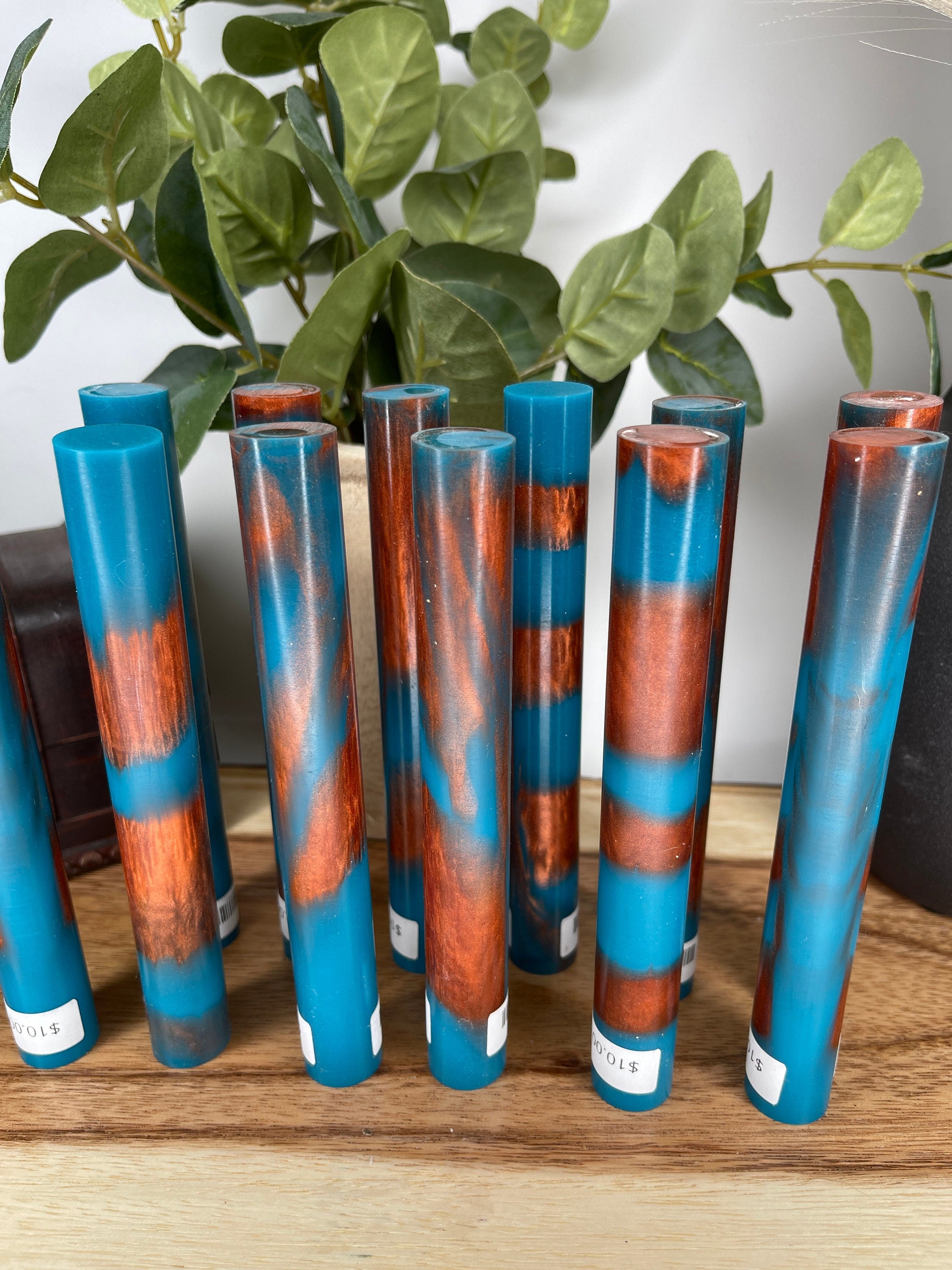 BShort-006: Bespoke Turquoise Copper Pen Blank Alumilite Resin Casting - Jakob Janssen Studios