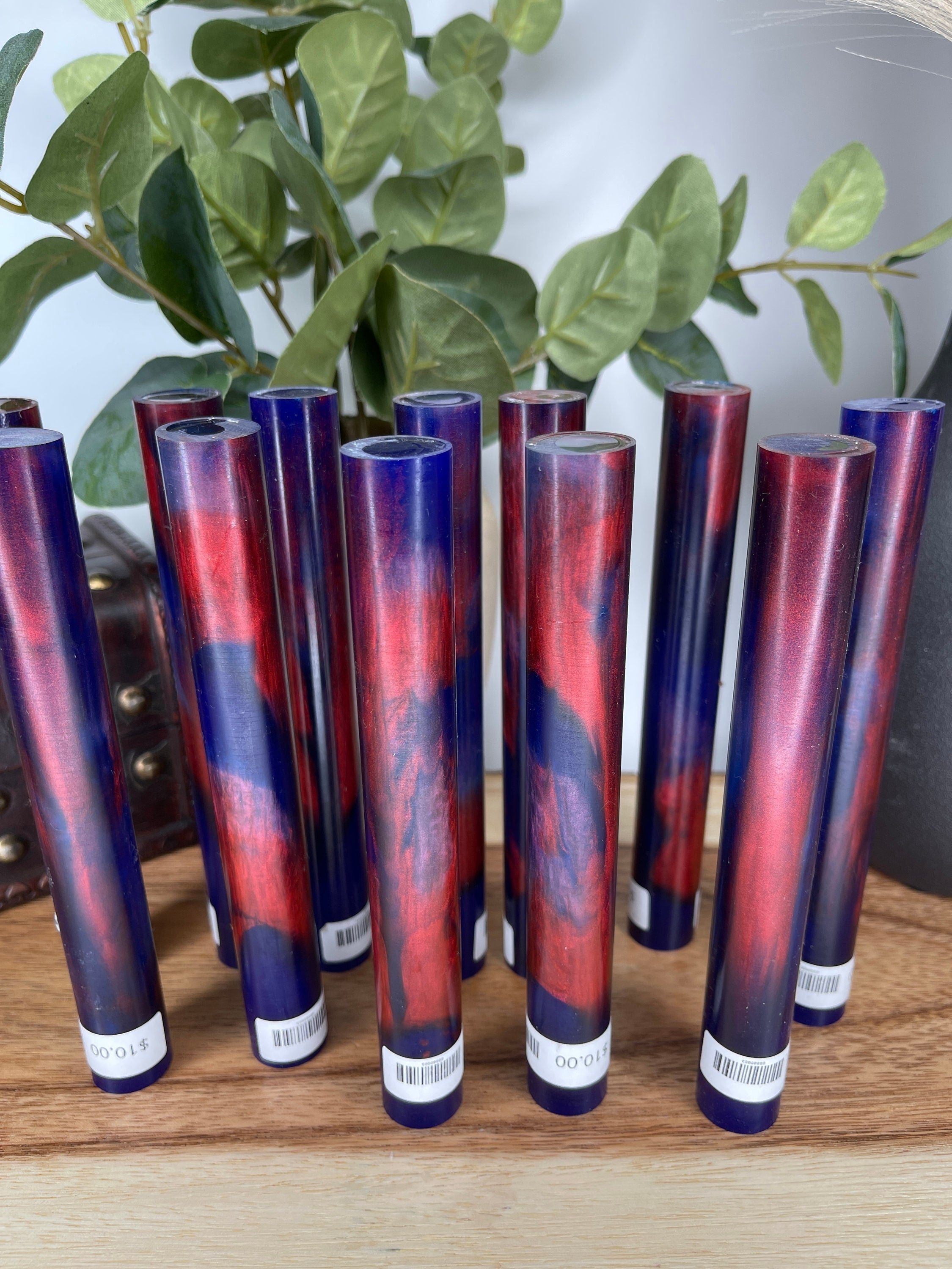 BShort-002: Bespoke Blue Red Purple Pen Blank Alumilite Resin Casting - Jakob Janssen Studios