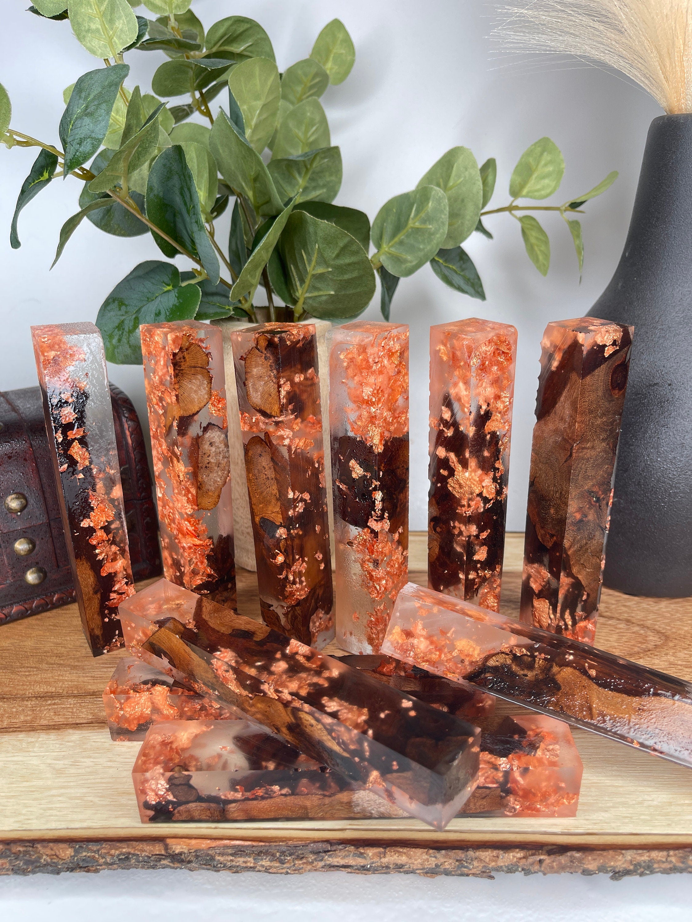 PBBrick-004: Copper Metallic Flake Grapevine Hybrid Pen Blank Diamond Painting Alumilite Resin Casting - Jakob Janssen Studios