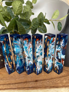 PBBrick-066: Blue White Copper Cholla Catus Hybrid Pen Blank Diamond Painting Alumilite Resin Casting - Jakob Janssen Studios